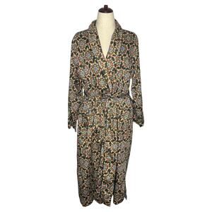 Peruvian Connection Women's Robe XL Floral Pima Cotton Pocket Belted Dress Gown